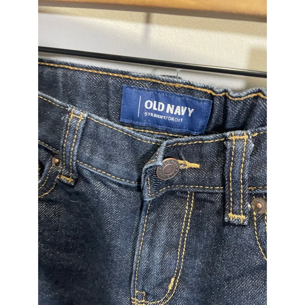 Old Navy Straight Jeans Kids 10 Regular Dark Wash Denim Adjustable Waist Classic